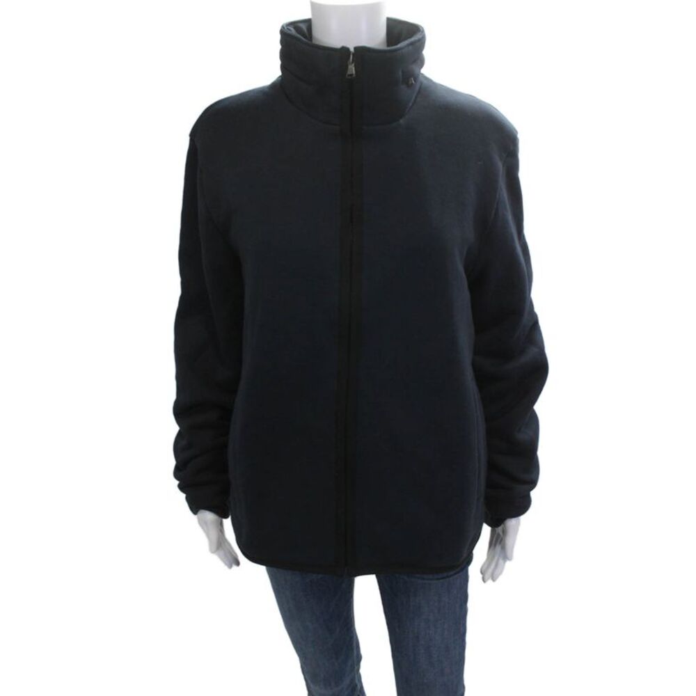 Yosemite Women Windbreaker Jacket Dark Blue Cotton High Neck Long Sleeve Size 2